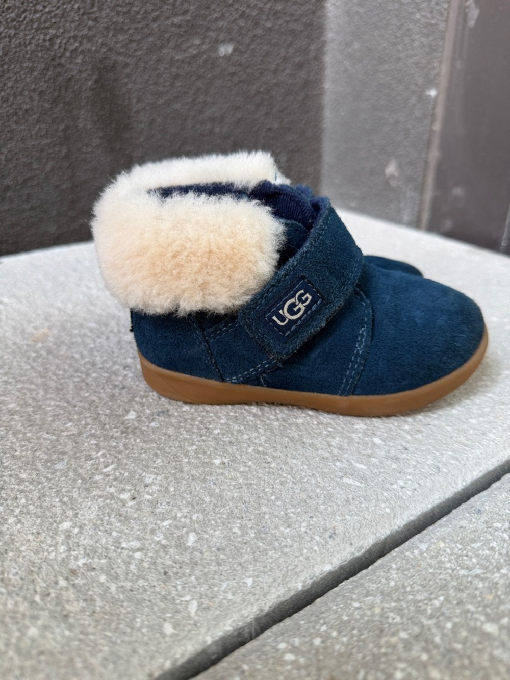 UGG Toddler Navy Suede Shearling Cuff Boot